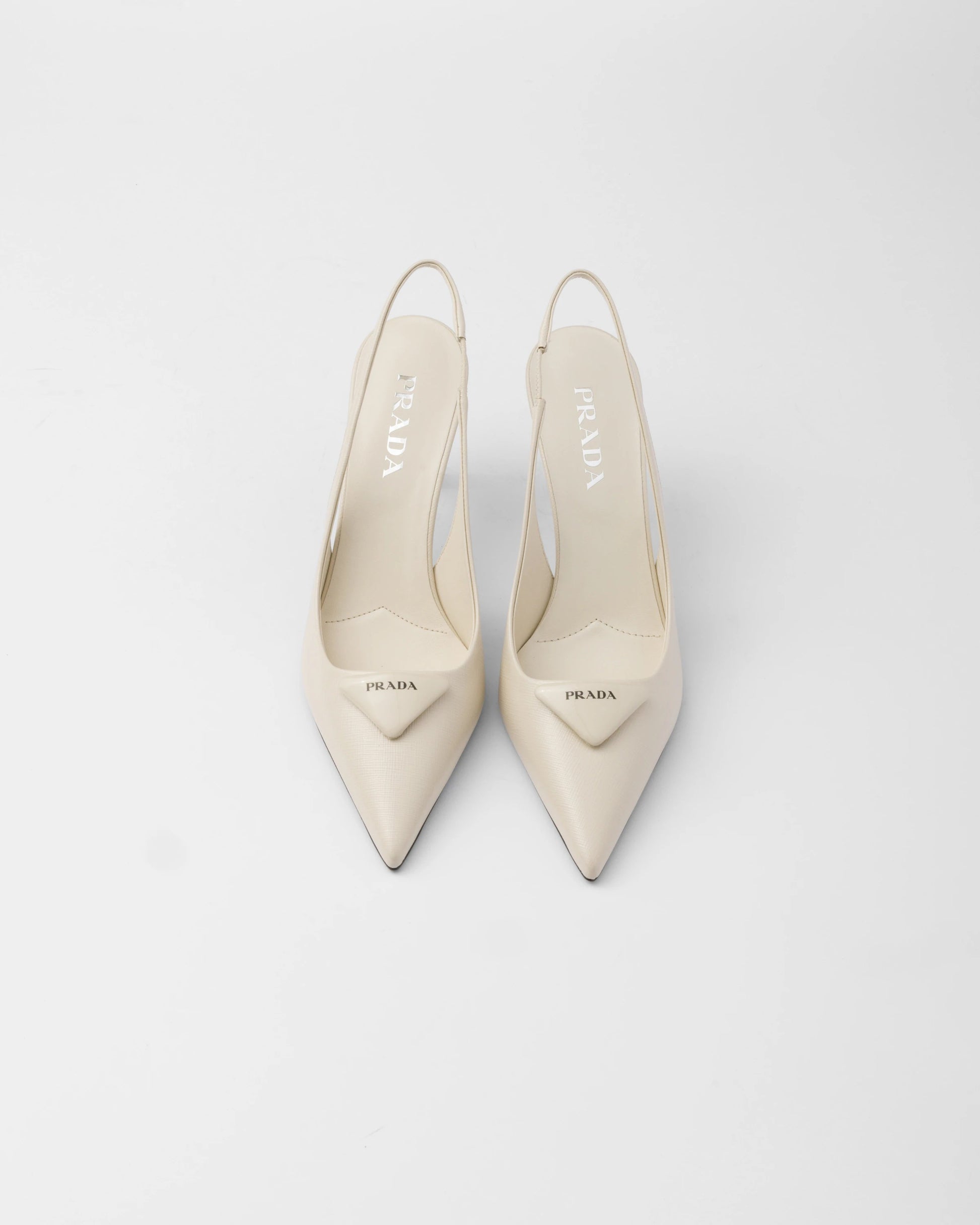 Saffiano patent leather slingback pumps
