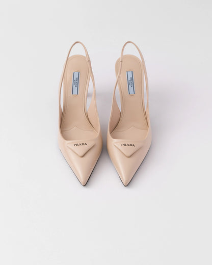 Brushed leather slingback pumps