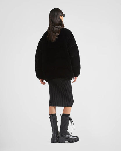 Convertible velvet down jacket