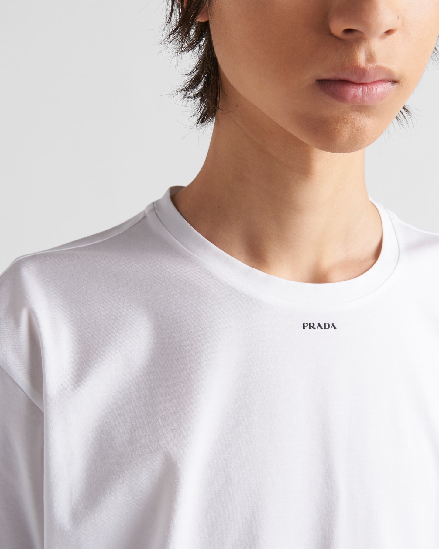 Stretch cotton T-shirt with logo