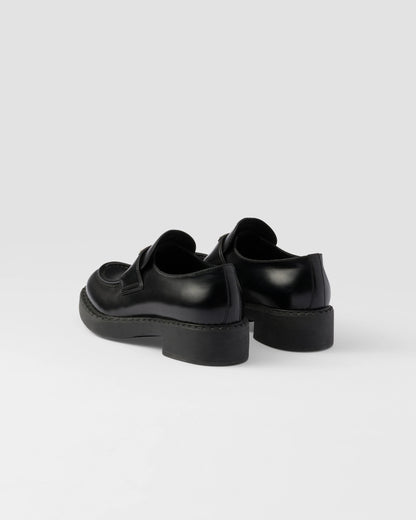 Chocolate brushed leather loafers