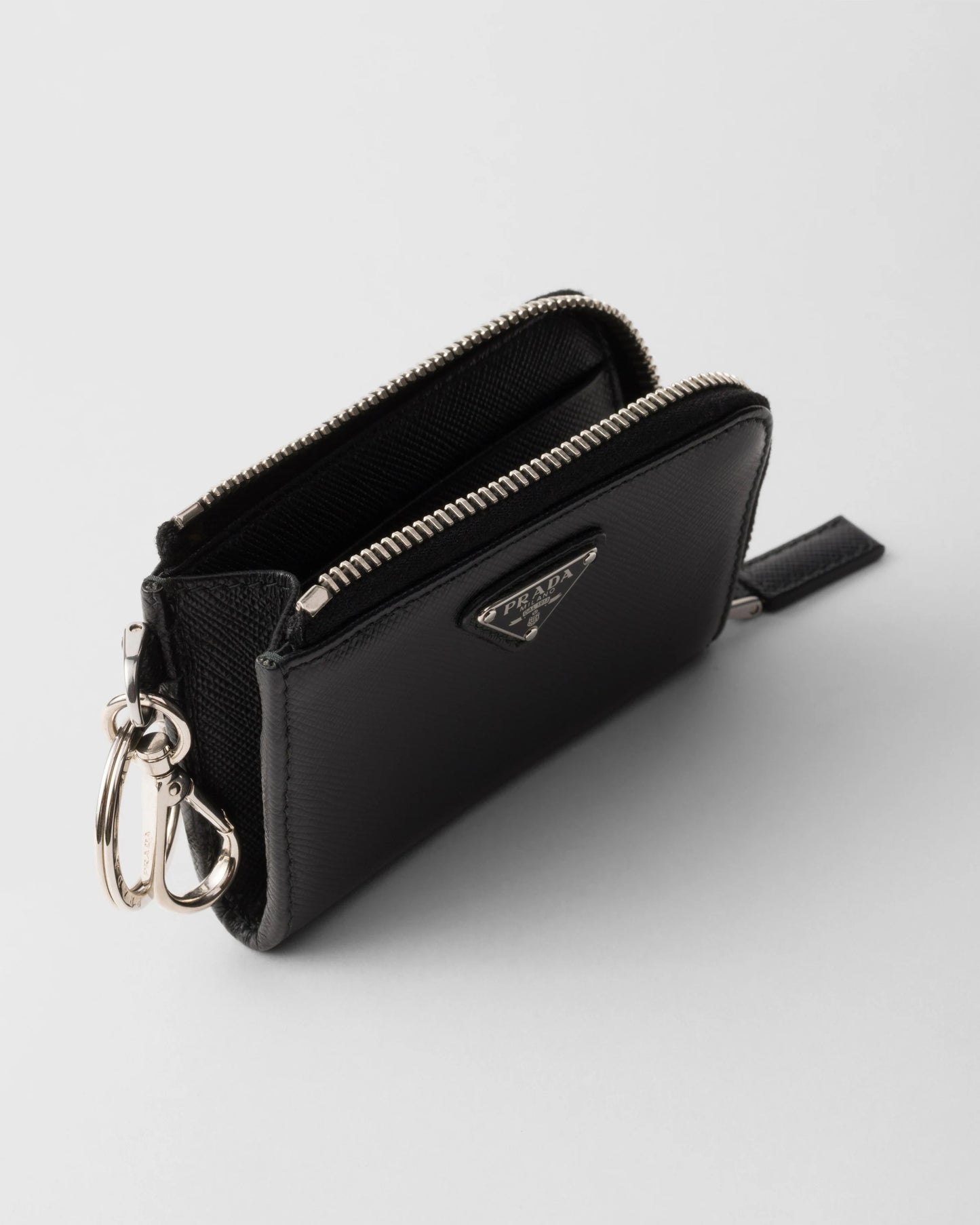 Saffiano Leather Mini Pouch with keychain