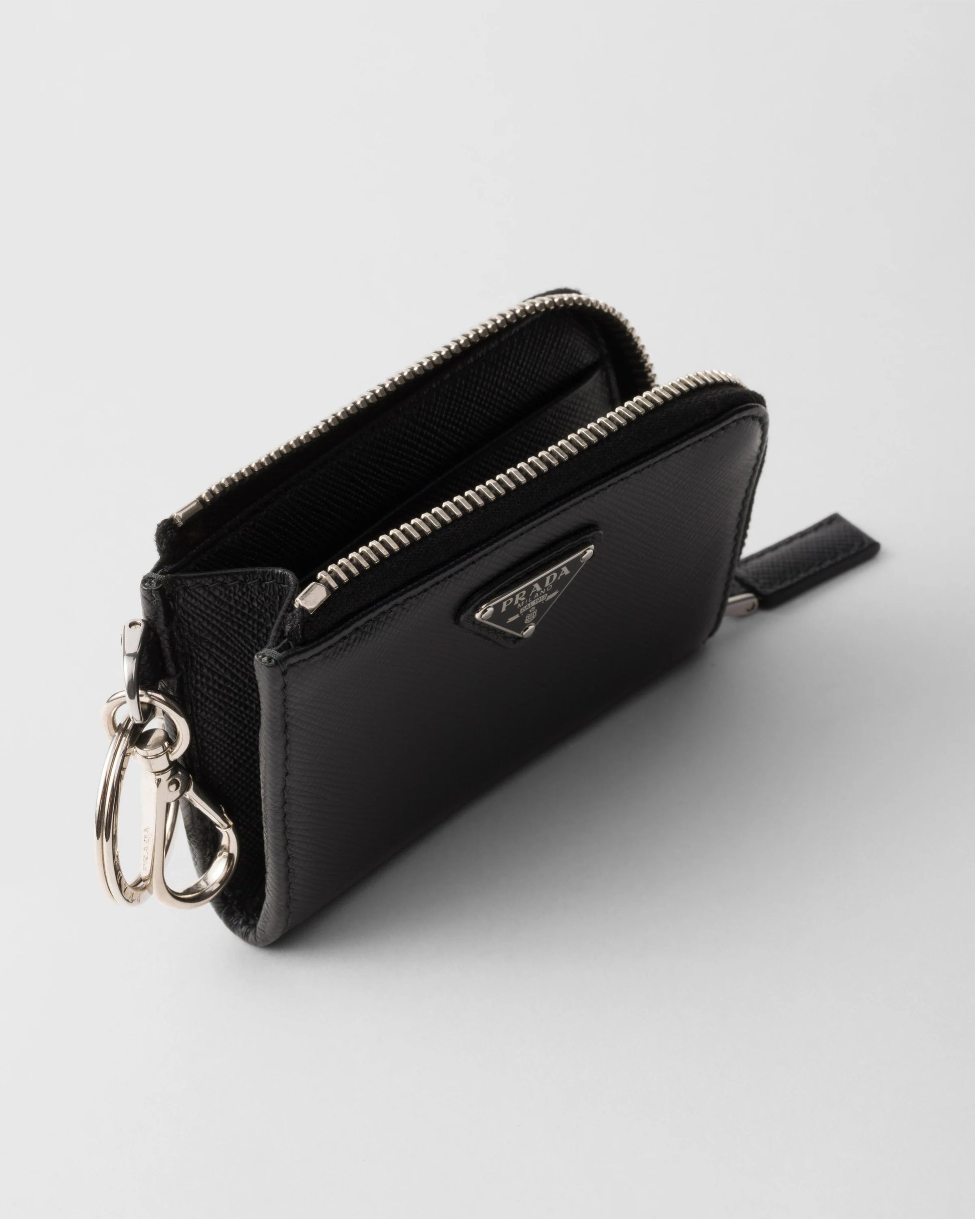 Saffiano Leather Mini Pouch with keychain
