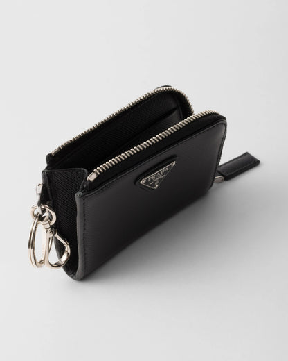 Saffiano Leather Mini Pouch with keychain
