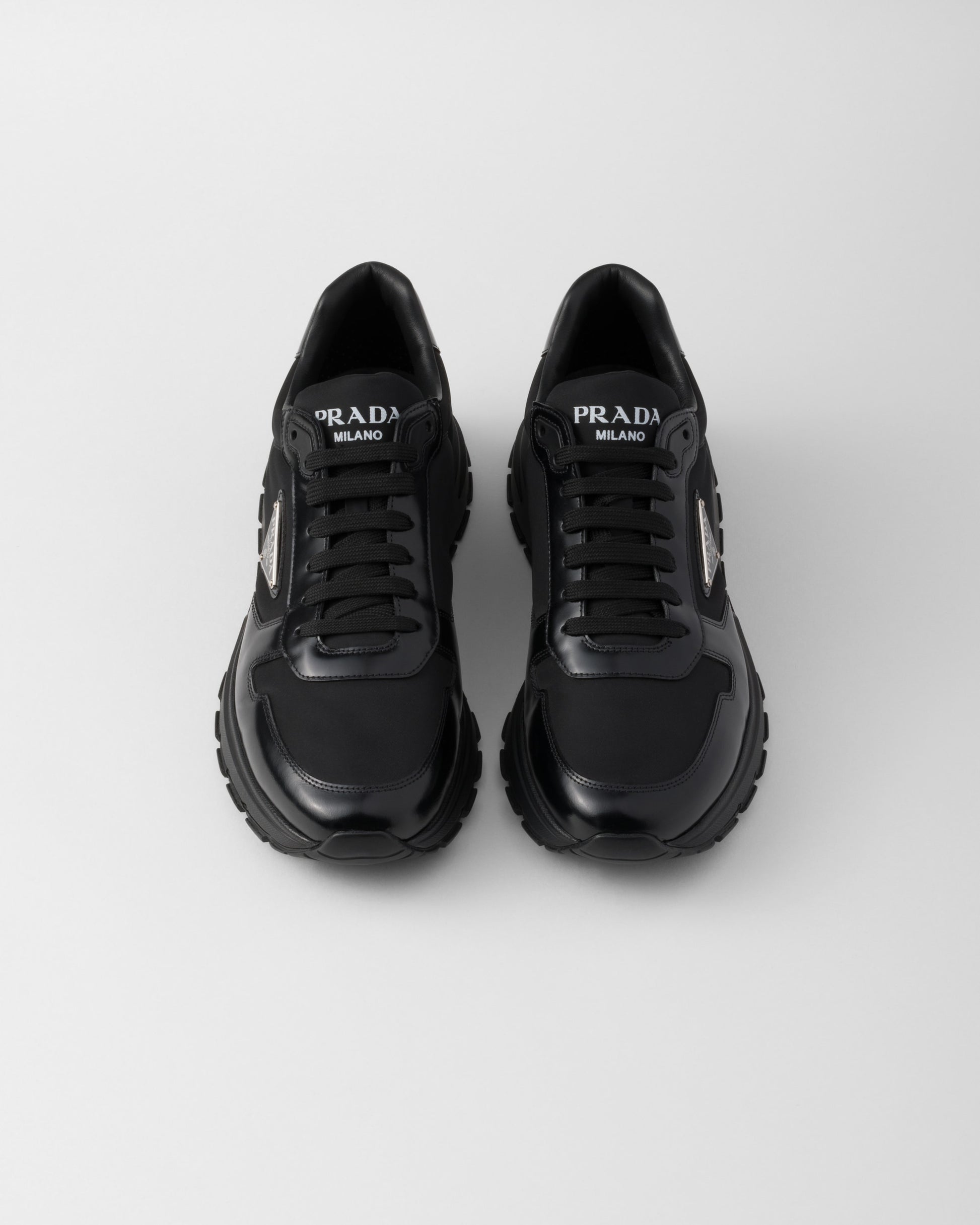 Prax 01 Re-Nylon and brushed leather sneakers