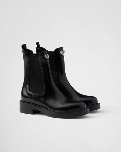 Chocolate brushed leather Chelsea boots