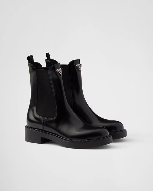 Chocolate brushed leather Chelsea boots
