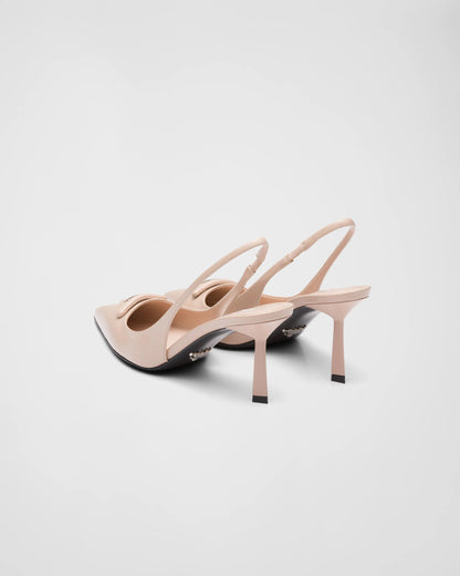 Brushed leather slingback pumps