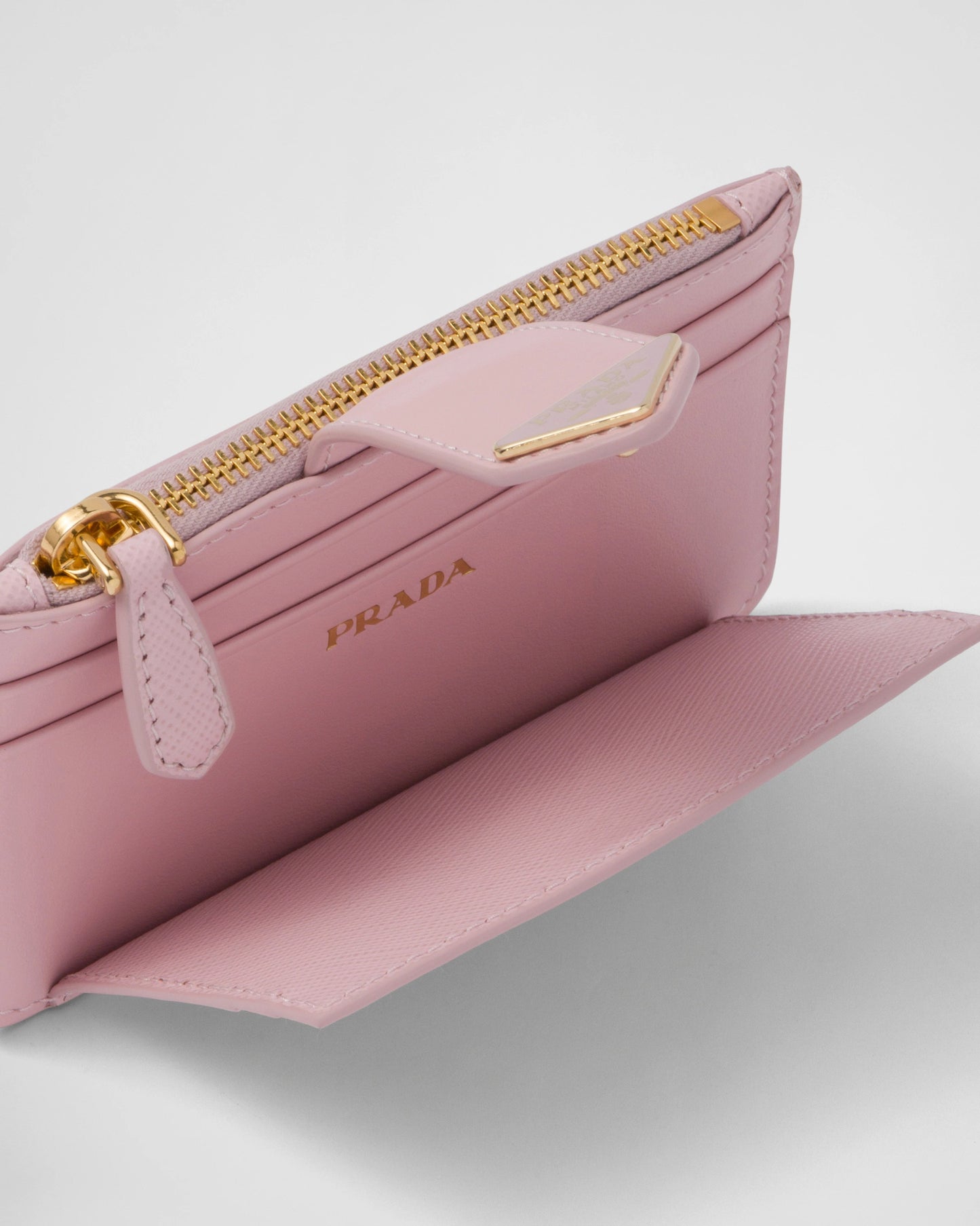 Saffiano and smooth leather card holder