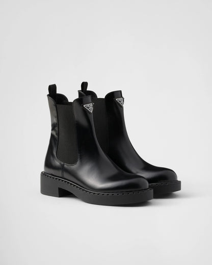 Chocolate brushed leather Chelsea booties