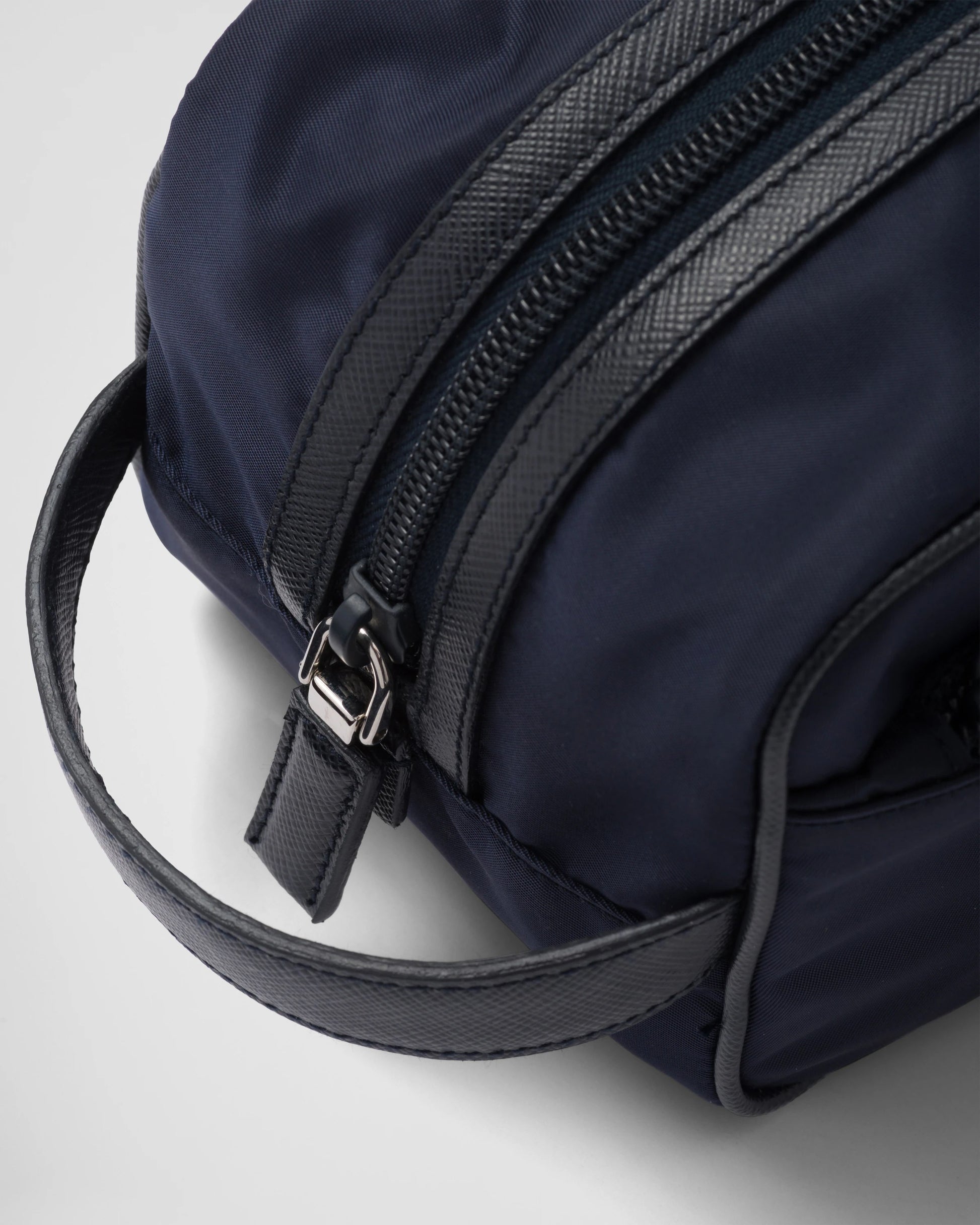Re-Nylon and Saffiano leather travel pouch