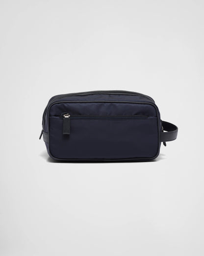 Re-Nylon and Saffiano leather travel pouch