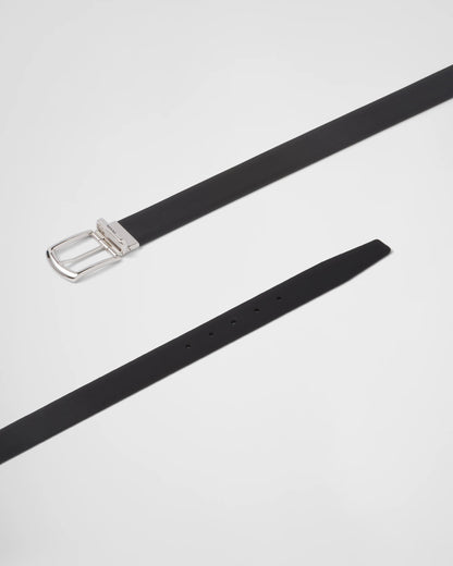 Reversible Saffiano and leather belt