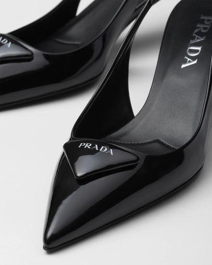 Patent leather slingback pumps