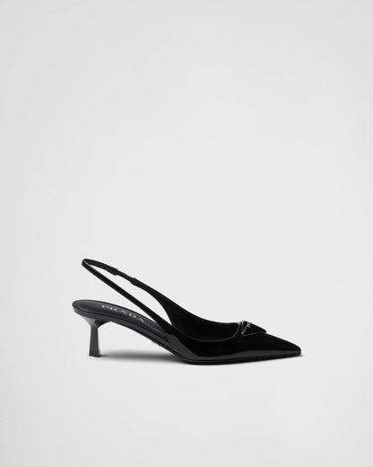 Patent leather slingback pumps