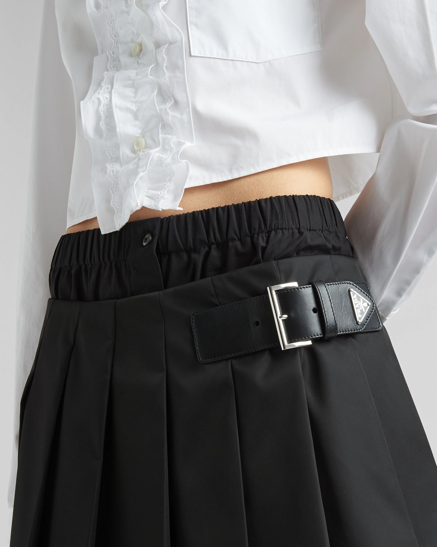 Pleated Re-Nylon miniskirt