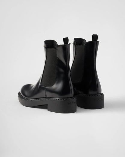 Chocolate brushed leather Chelsea booties