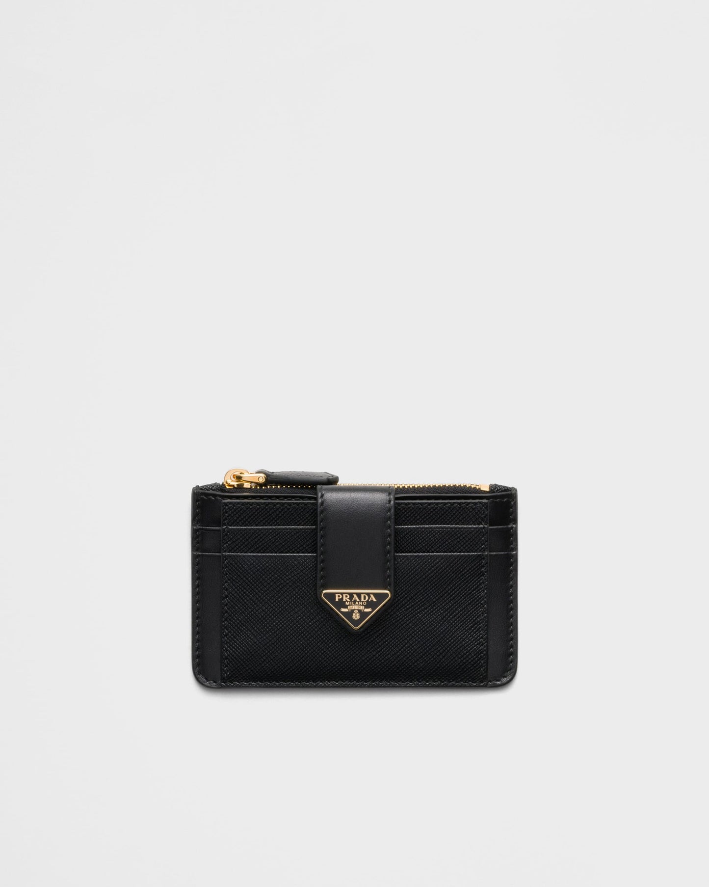 Saffiano and smooth leather card holder