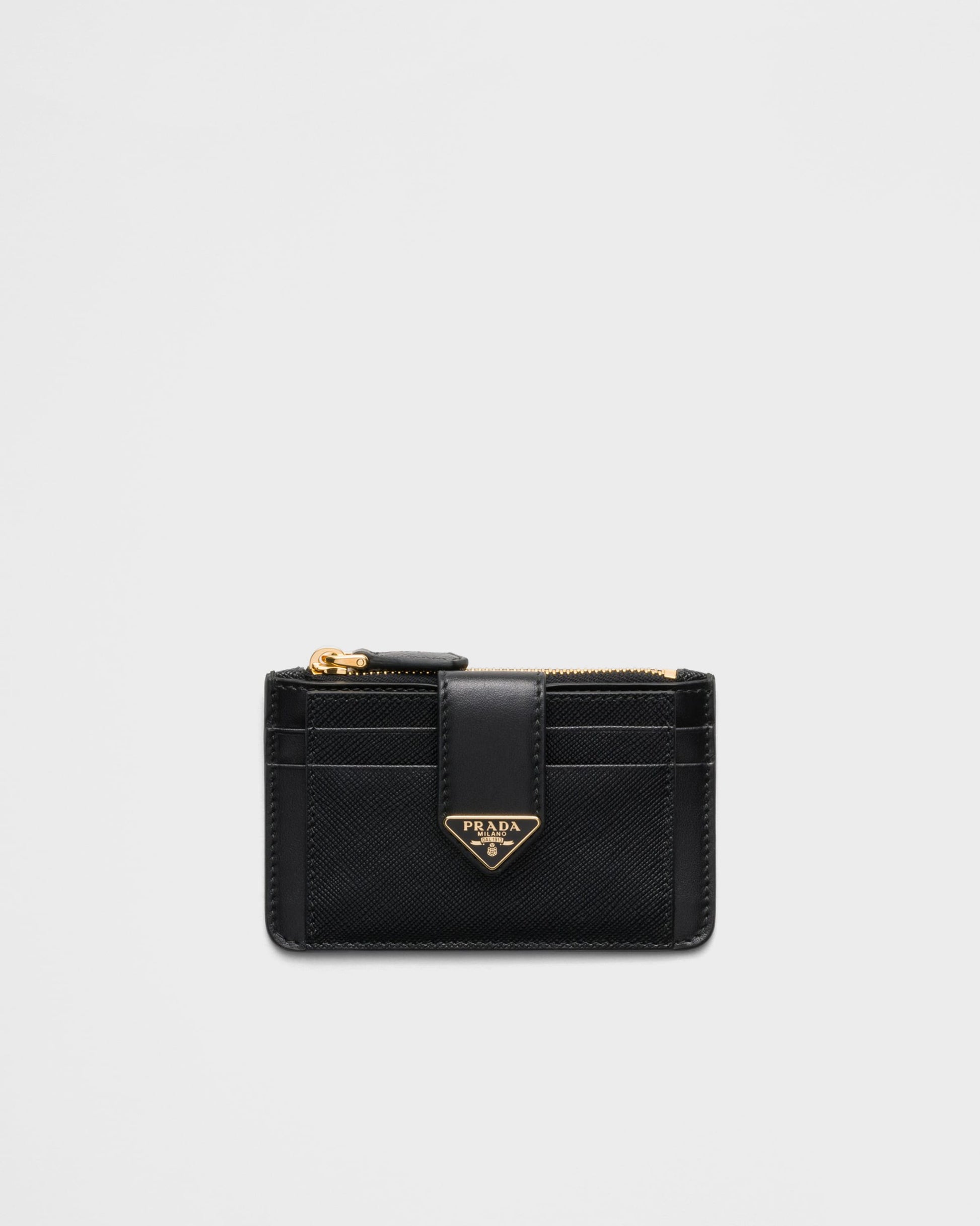 Saffiano and smooth leather card holder