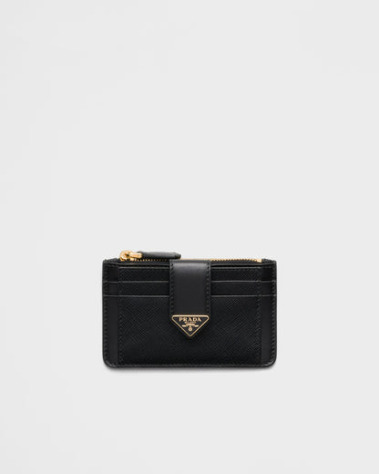 Saffiano and smooth leather card holder