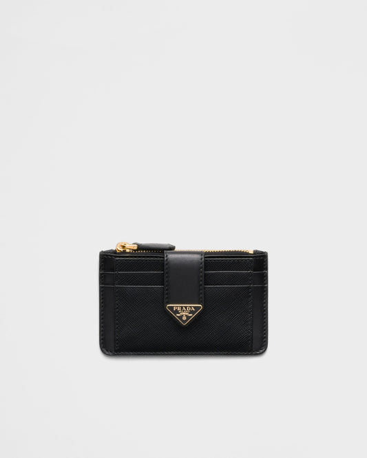 Saffiano and smooth leather card holder