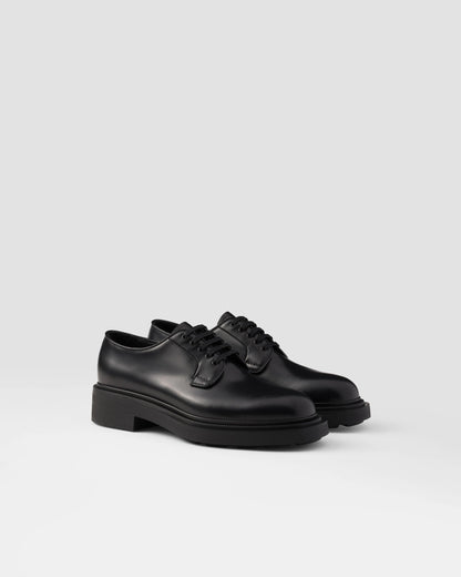 Brushed leather derby shoes