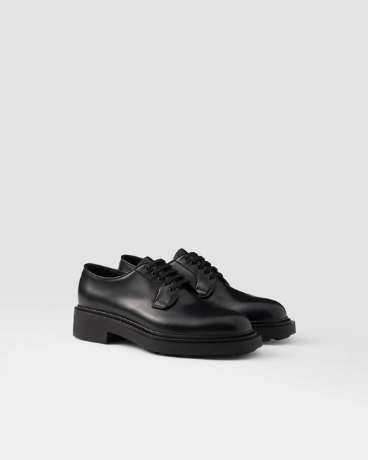 Brushed leather derby shoes