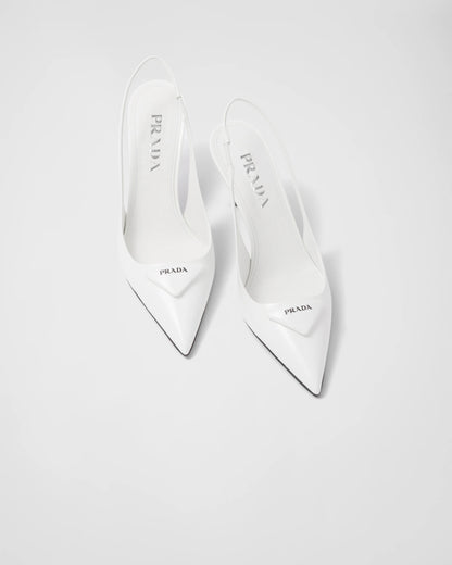 Brushed leather slingback pumps