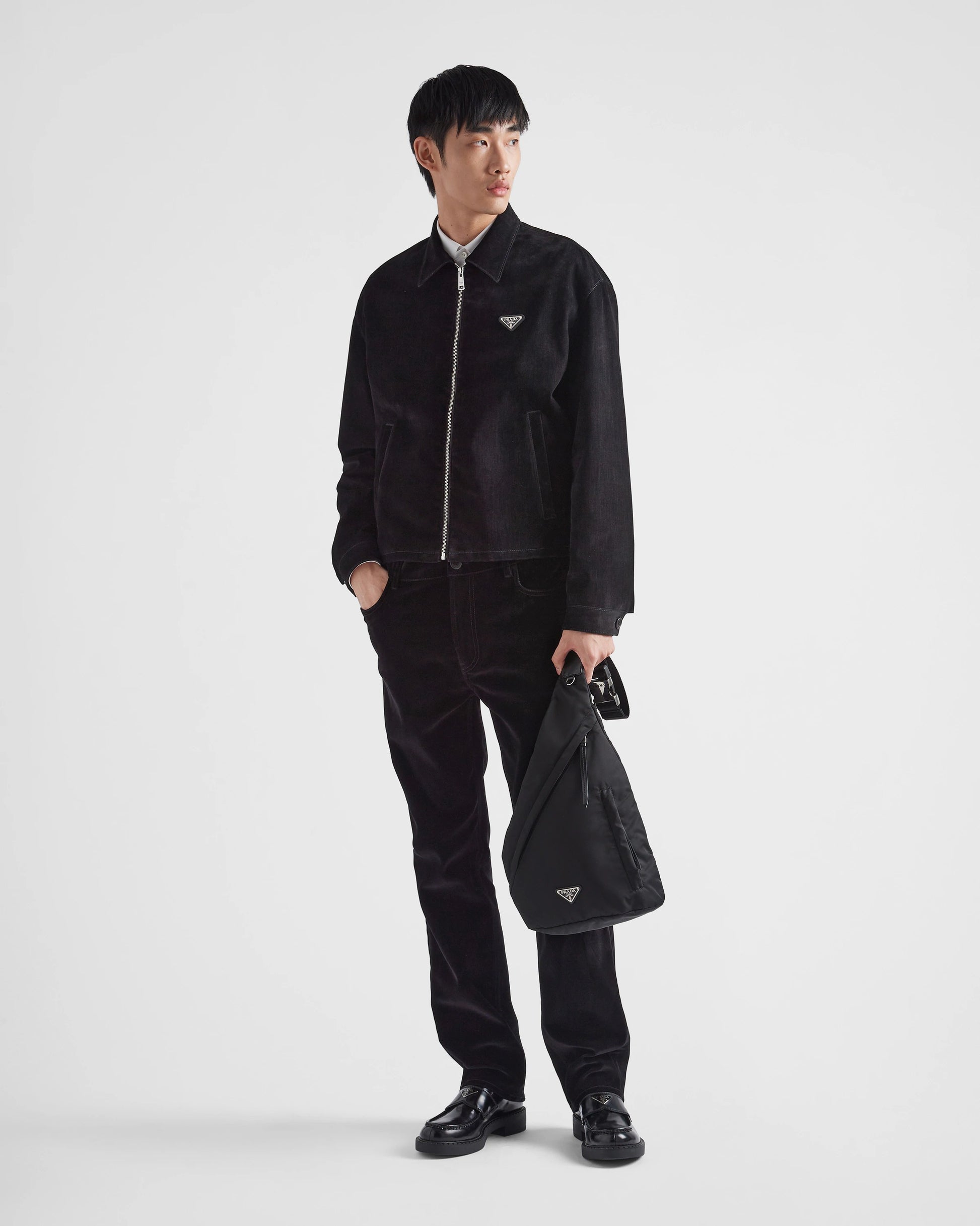 Re-Nylon and leather backpack