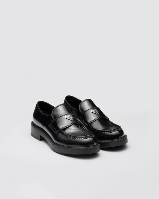 Chocolate brushed leather loafers