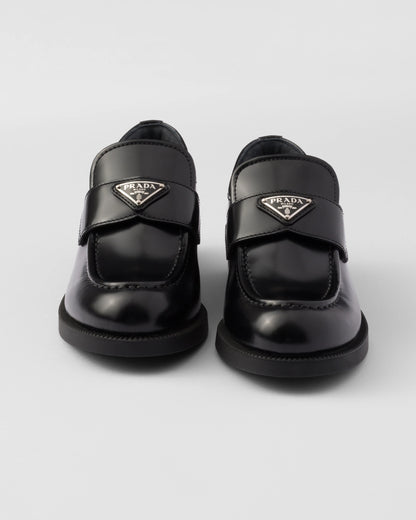 Brushed leather loafers
