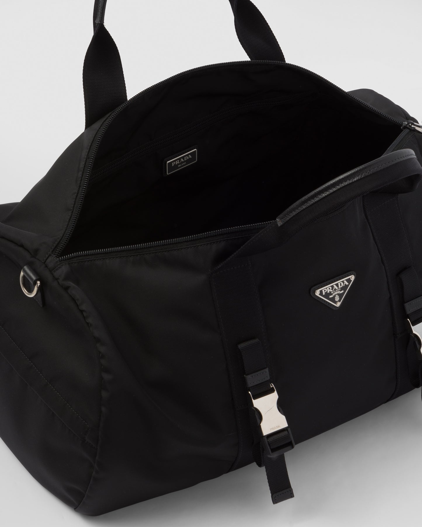 Re-Nylon and Saffiano leather duffle bag