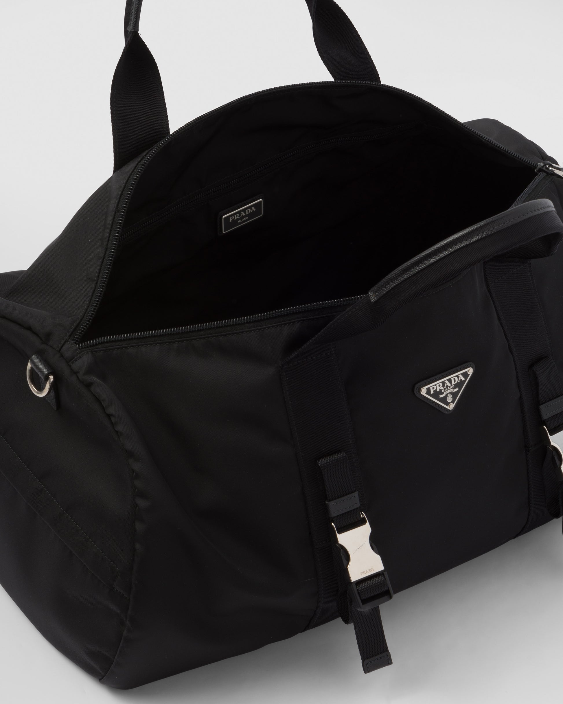 Re-Nylon and Saffiano leather duffle bag