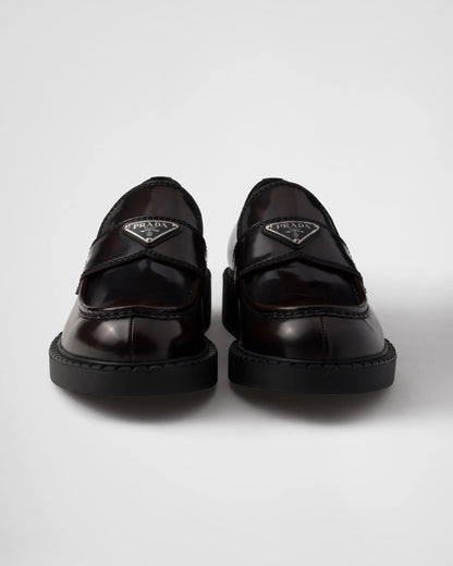 Chocolate brushed leather loafers