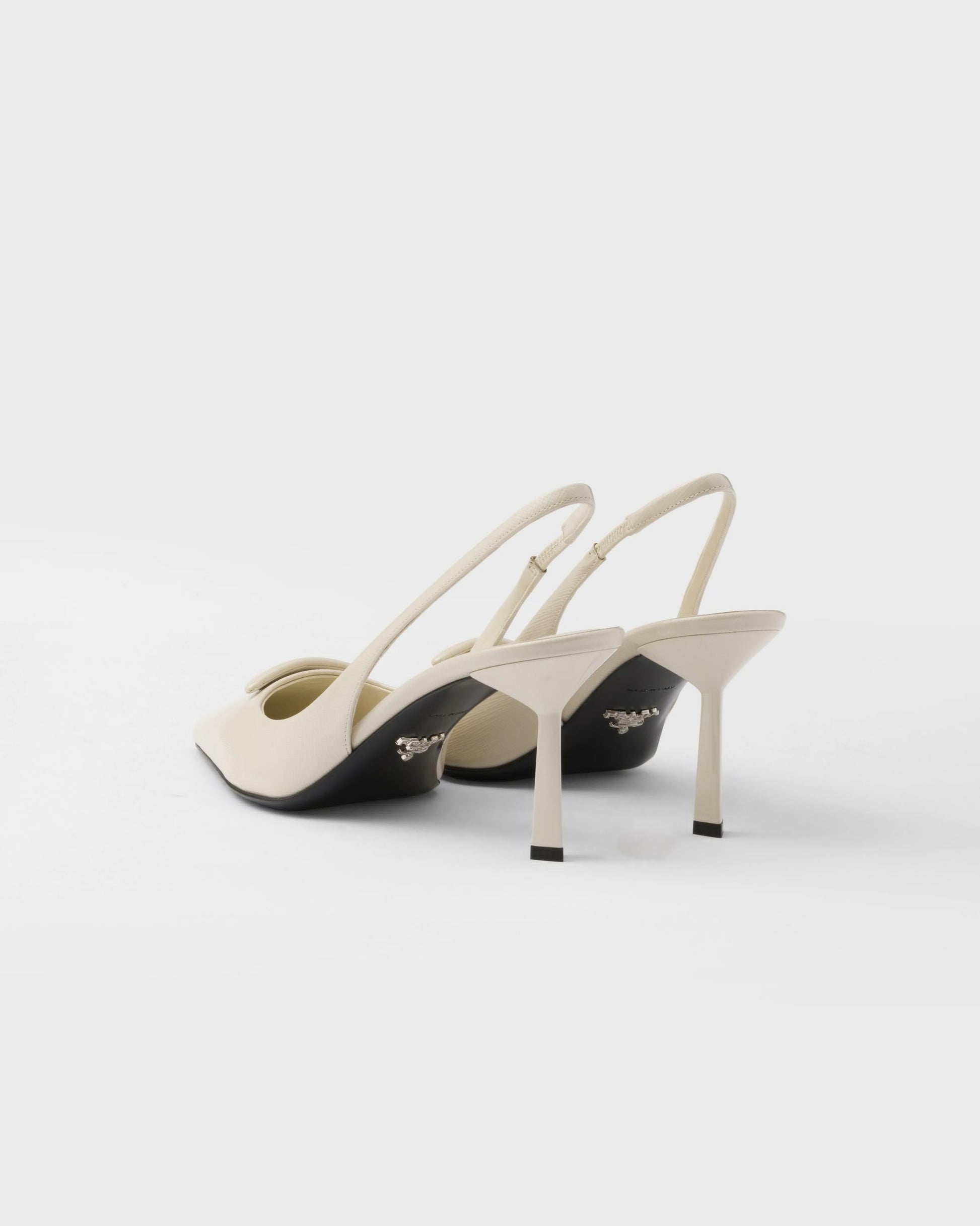 Saffiano patent leather slingback pumps