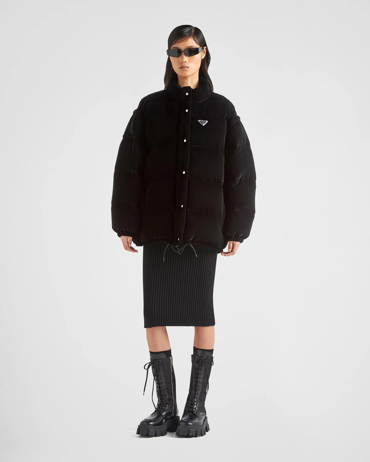 Convertible velvet down jacket