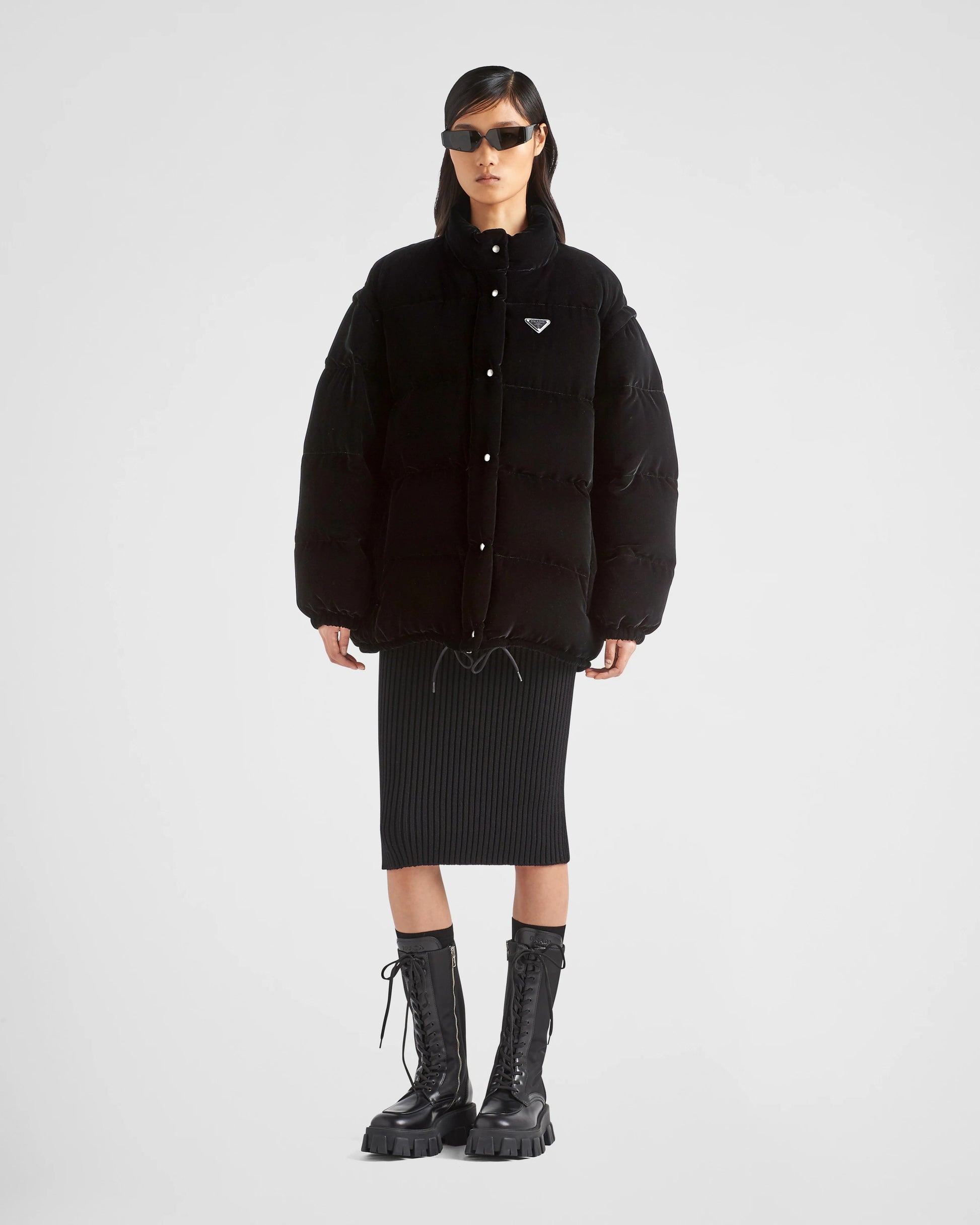 Convertible velvet down jacket