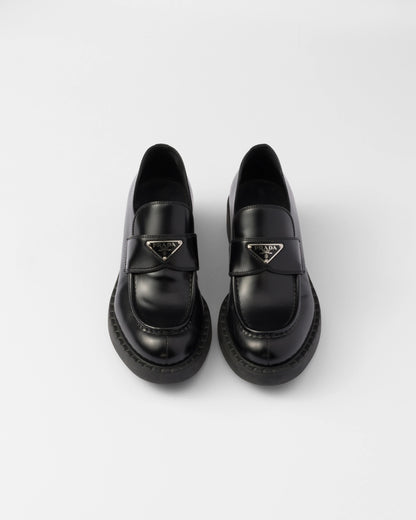 Chocolate brushed leather loafers
