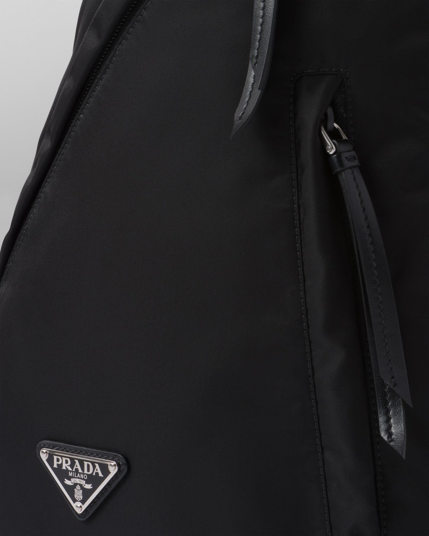 Re-Nylon and leather backpack