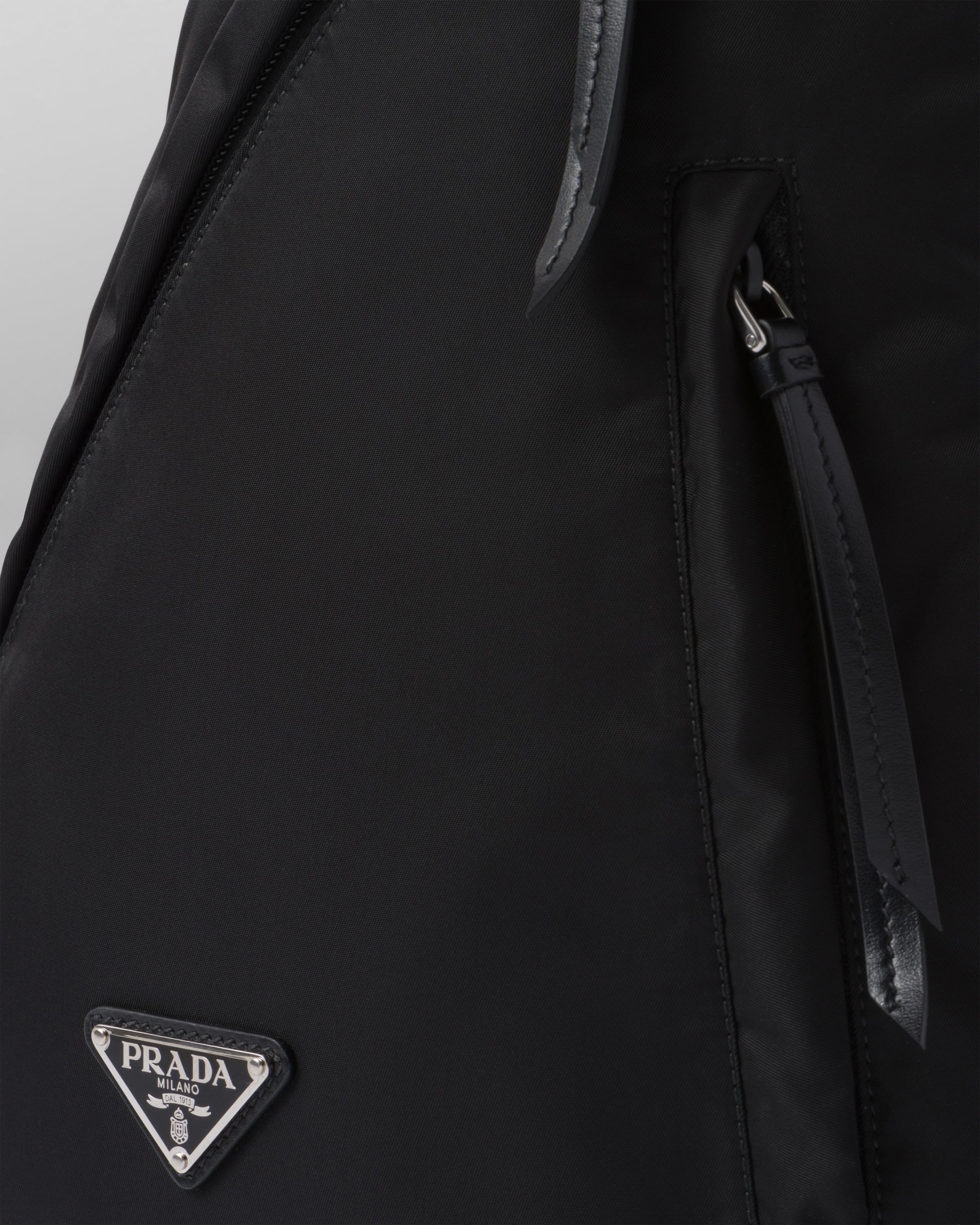 Re-Nylon and leather backpack