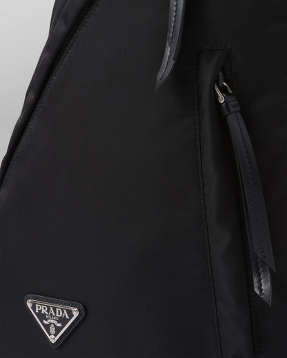 Re-Nylon and leather backpack
