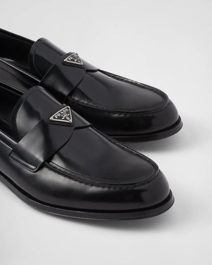 Brushed leather loafers
