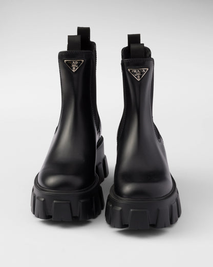 Monolith brushed leather booties