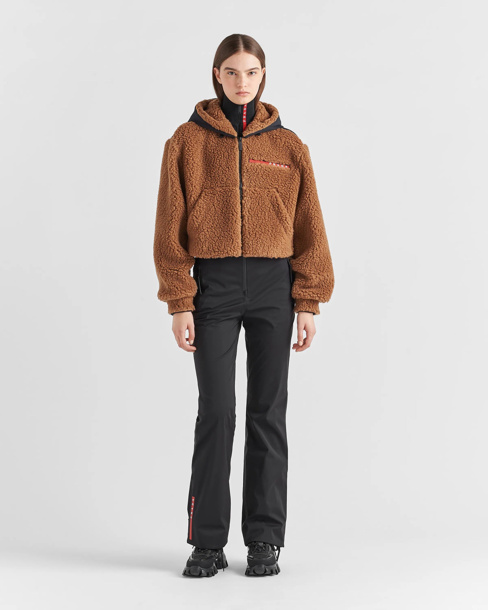 Cropped double fleece jacket