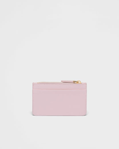 Saffiano and smooth leather card holder