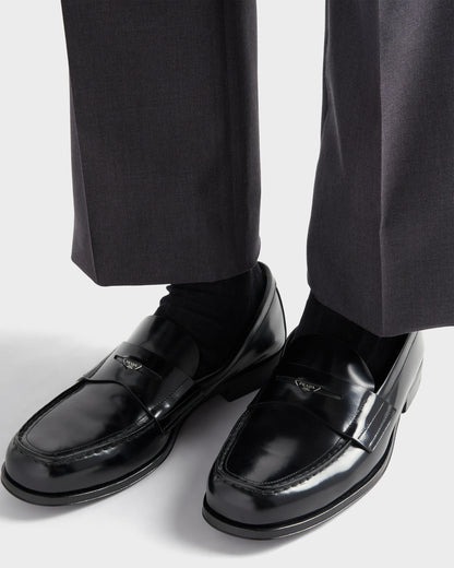 Brushed leather loafers