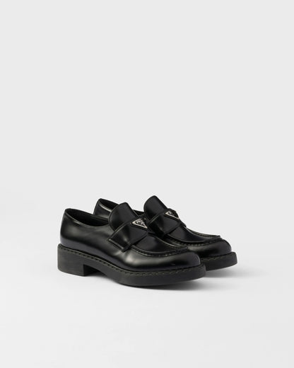 Chocolate brushed leather loafers