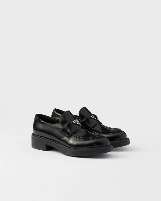 Chocolate brushed leather loafers