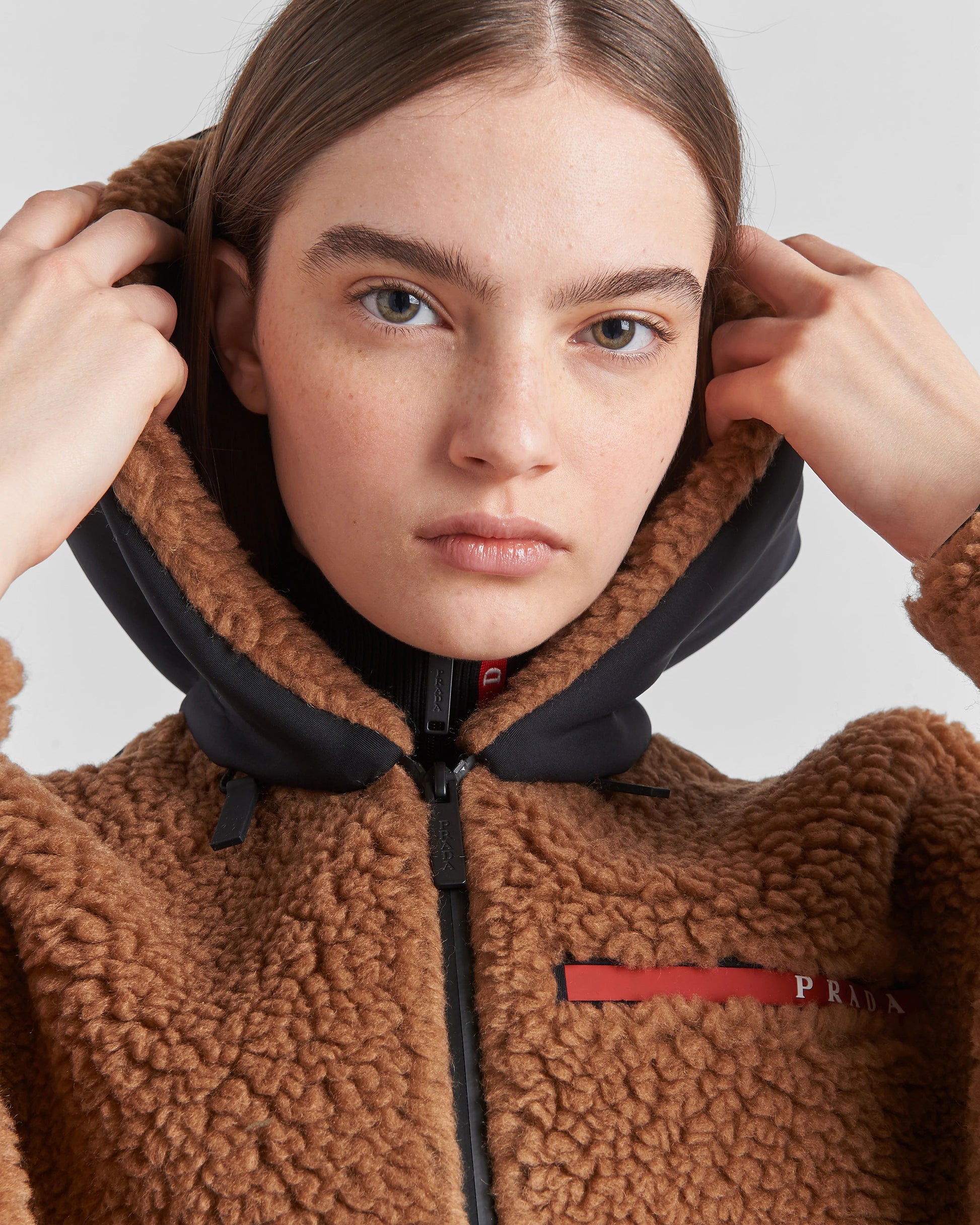 Cropped double fleece jacket