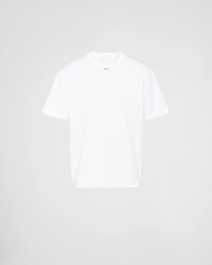 Stretch cotton T-shirt with logo